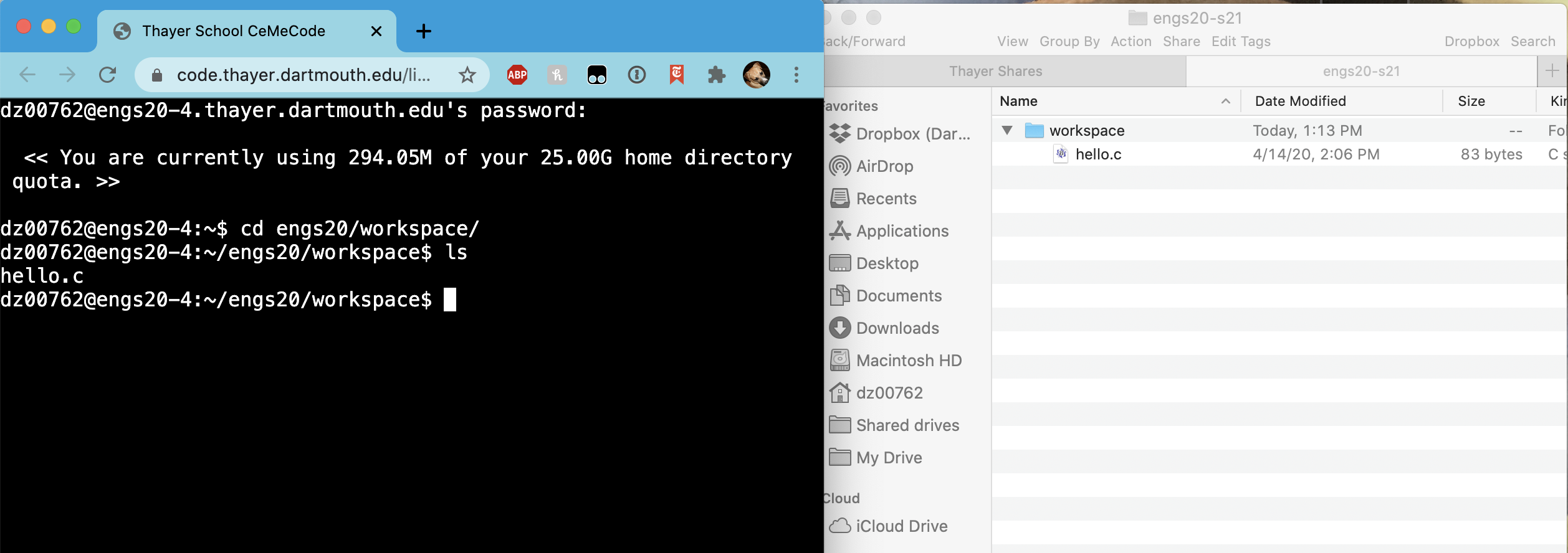 Arranging Terminal Window and File Browser